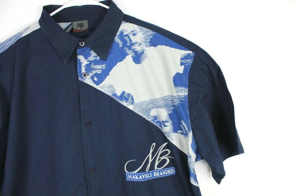 Vintage Makaveli Branded Mens Tupac Button Short Sleeve Shirt Size 3xl 2Pac  - Image 2 of 4