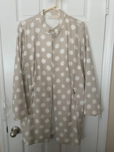 Womans Chicos Beige/White Polka Dot Jacket - Size 