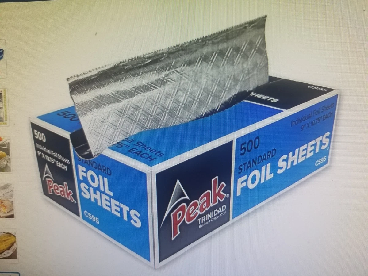 500 SHEETS) 9 x 10 3/4 POP UP ALUMINUM FOIL SHEETS BAKED POTATOES/USA MADE