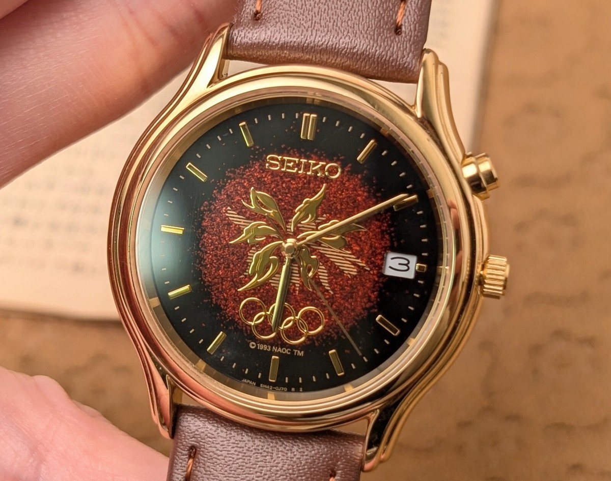 1997 SEIKO Kinetic 5M42-0F60 Nagano Olympics Model Date Men's