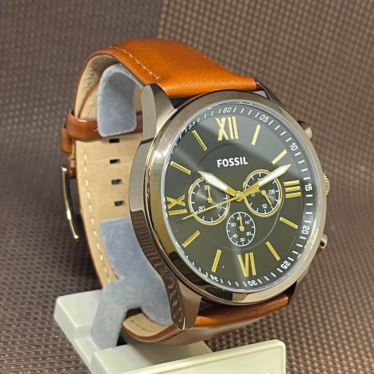 Fossil BQ2261 Flynn Black Chronograph Brown Leather Men
