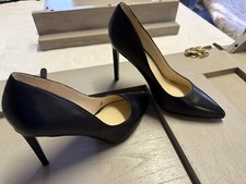 Nine West Women's Etta Leather Slip On Comfort High Heels Black Size: 8