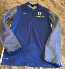 DUKE BLUE DEVILS Pullover NIKE 1/4 Zip XS Dri Fit Sweatshirt FREE SHIPPING Blue