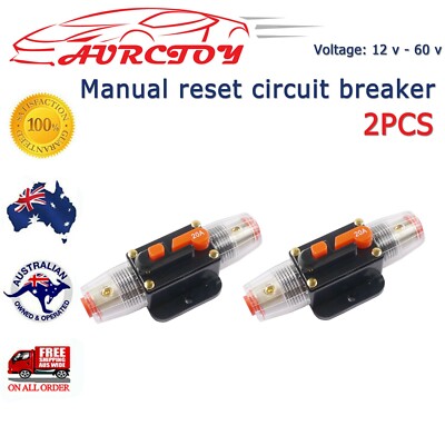 2PCS Auto Circuit Breaker 20A Manual reset For Car sound Vehicle