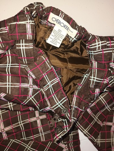 Cherokee Girl Ski Snow Pants Brown Plaid Winter Outdoor Polyester Size 6/6X G002 - Picture 3 of 3