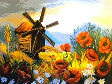 "Sultry Poppies" Printed Cross Stitch  Canvas Collection D'arts 1907