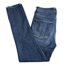 Agolde Womens Dark Wash Mid Rise Fringe Hem Skinny Jeans 27