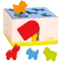 Goki Steckspiel Aus Holz 58665 - Holzspielzeug Sort Box Mit 5 Bauernhoftieren