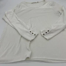 Soft Surroundings White Ribbed Fuzzy Sweater Long Sleeve Size Large