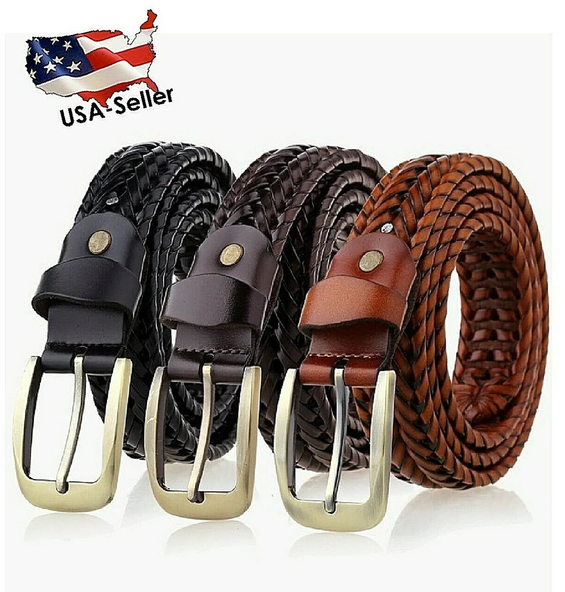 Full Grain Leather Belt Set | Double Pin Roller Buckles |Gifts for Men
