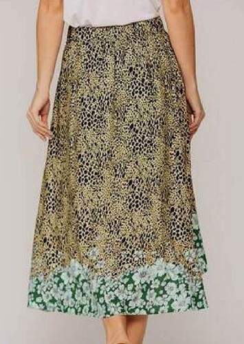New GIGIO Size S M L floral cottage core elastic waist faux wrap midi skirt - Picture 12 of 12