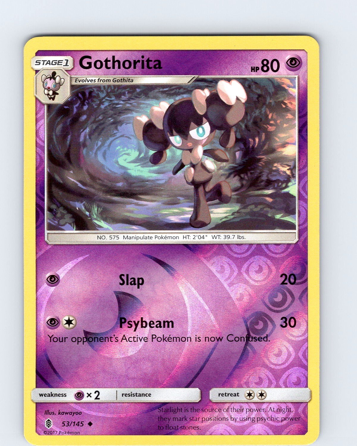 Pokemon TCG Gothorita S&M Guardians Rising 53/145 Reverse Holo Uncommon Card NM