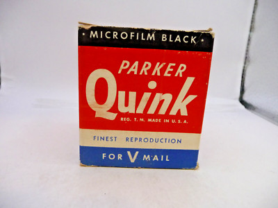 Parker Vintage WWII Quink Bottled Ink-Micro-Film Black--Used--2 oz