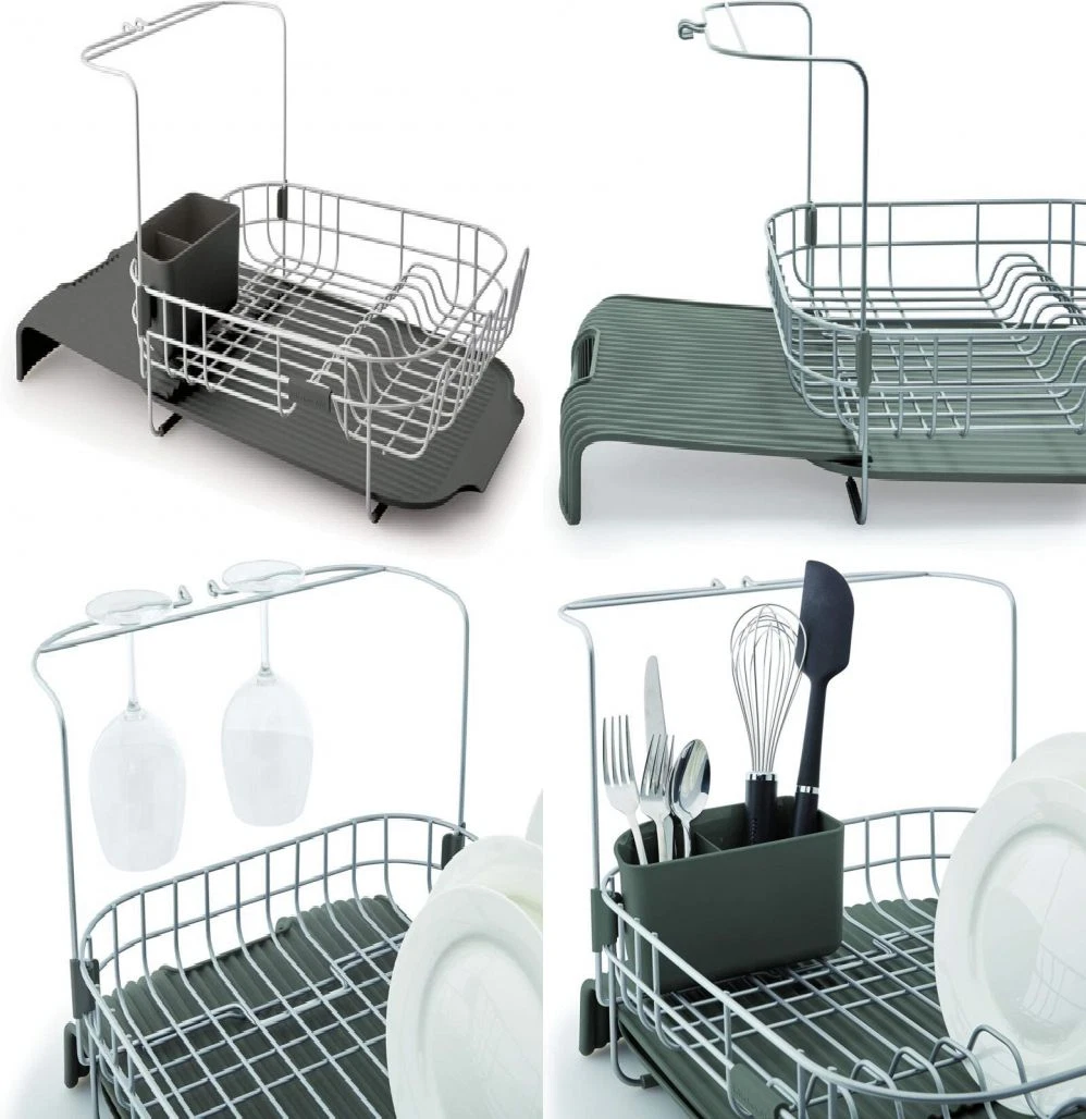 KitchenAid Satin Wire Expandable Dish Rack, 23.18-Inch, Gray