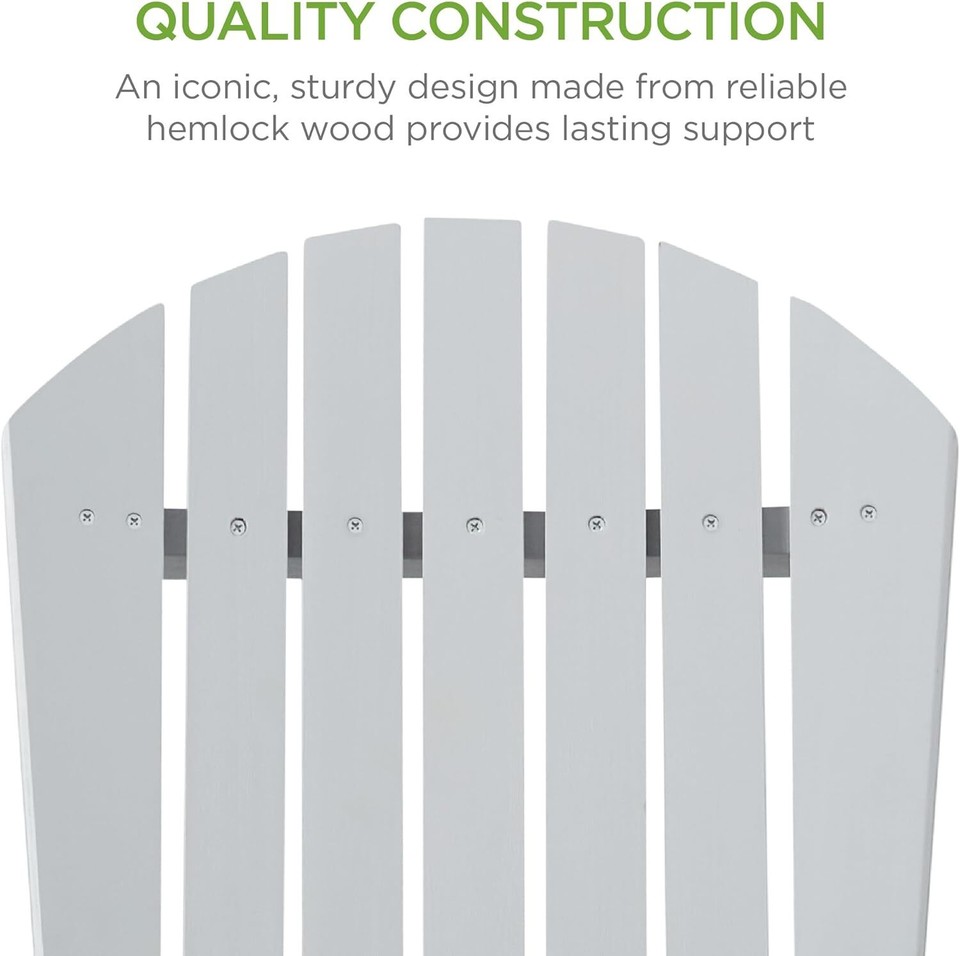 Folding Adirondack Chair Outdoor Wooden Accent Furniture Fire Pit