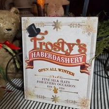 PRIMITIVE VICTORIAN VINTAGE OLD STYLE CHRISTMAS FROSTY SNOWMAN HAT COMPANY SIGN