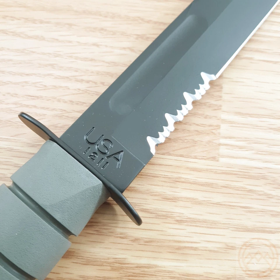 Cuchillo fijo de lucha KA-BAR 7" 1095HC hoja de acero al carbono mango de goma verde Foto 4 de 4