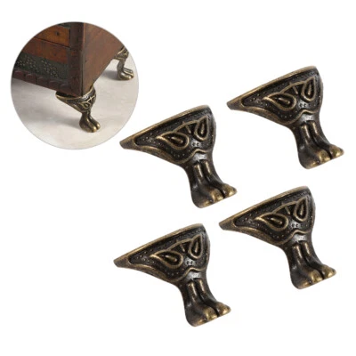 4Pcs Good-Looking Antique Brass Jewelry Gift Box Wood Case Decorative Feet Legs