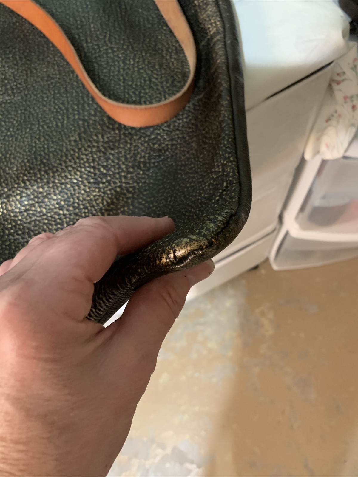 Large handcrafted artisan made leather drawstring… - image 9