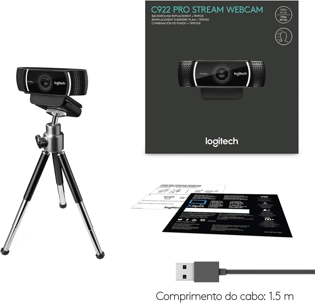 Logitech C922 Pro HD Stream Webcam Full HD 1080p Video Streaming