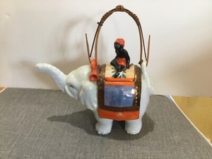 Vintage ceramic elephant with rider. Made in Japan. Vintage 