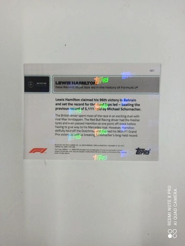 Topps card now f1 formula1 n. 1 lewis Hamilton mercedes - Foto 2 di 2