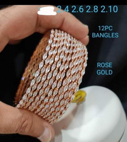 Indian Jewelry AD CZ Bollywood Style Gold Plated Wedding Bridal Bangle Jewelry - Picture 3 of 6