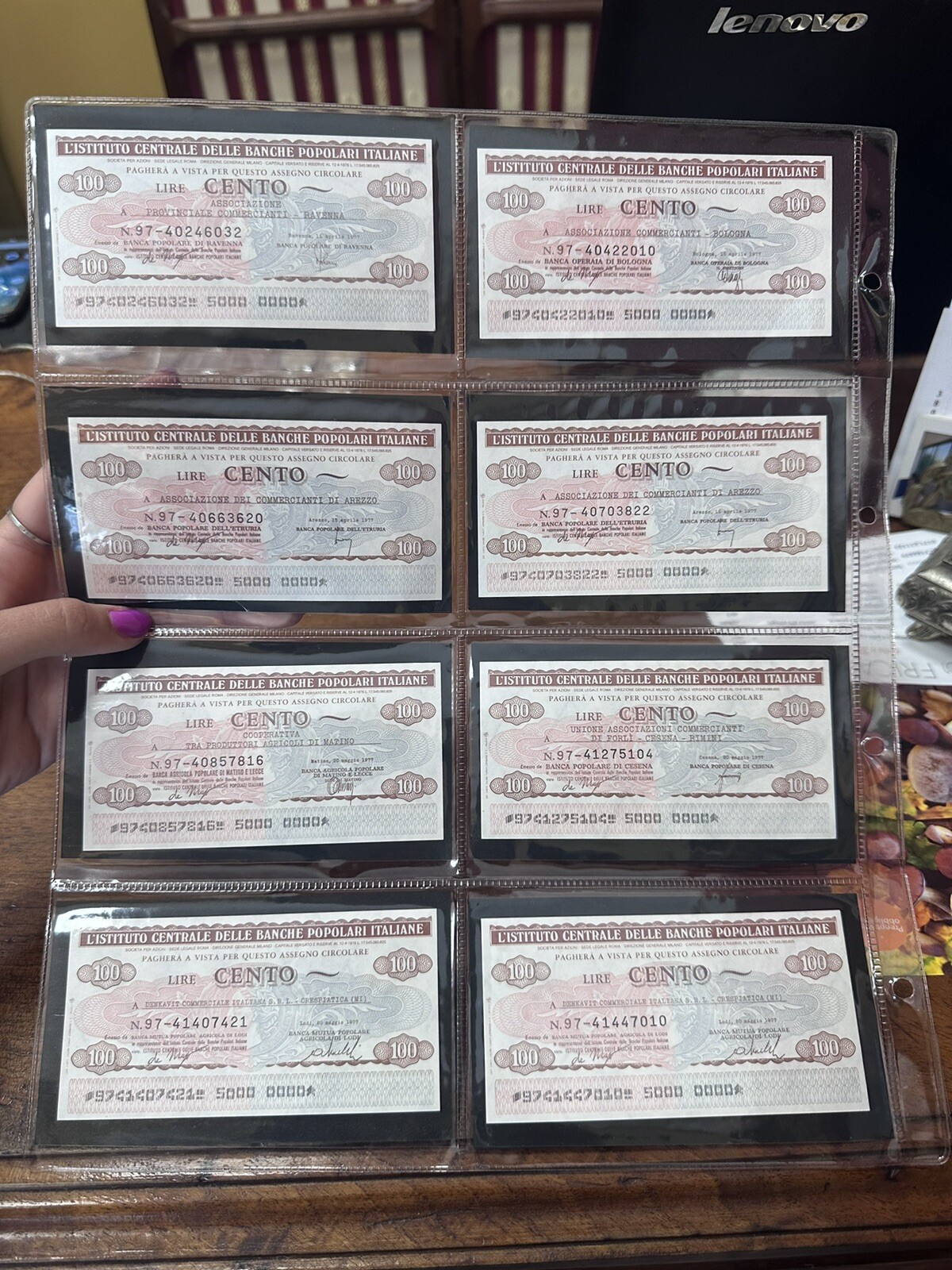 Presentatore Con Assegni In Legno Con Copertina In Pelle - Foto 7