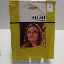 Vintage Pair Seamless Mesh Nylon Stockings Size 10 Lyric 1960s