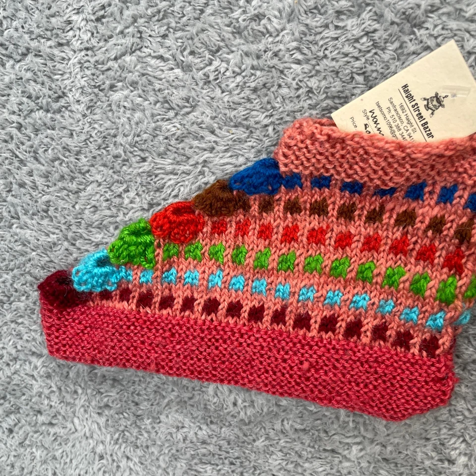 Calcetines Tejidos Hechos a Mano Mujeres 4-5 Rosa Lana Haight Street Bazar Artístico Boho 7.5" Largo Foto 4 de 4