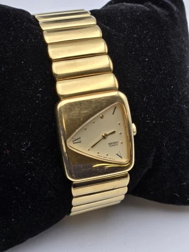 Vintage Seiko 5Y89-5A20 Gold Tone Asymmetrical Quartz Watch 22mm Stretch...