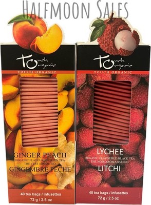 Touch Organic Tea Bundle Ginger Peach Green & Lychee Black 40 Bags Each
