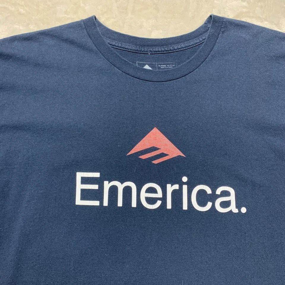 Camiseta Emerica Skateboard Logo Para Hombre Grande Azul Marino Oscuro Y2K Skate Surf Foto 3 de 4