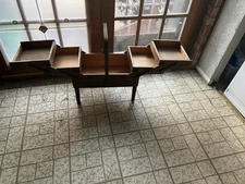 Vintage Strommen Bruk Hamar Norway Mid Century Modern Accordion Wood Sewing Box