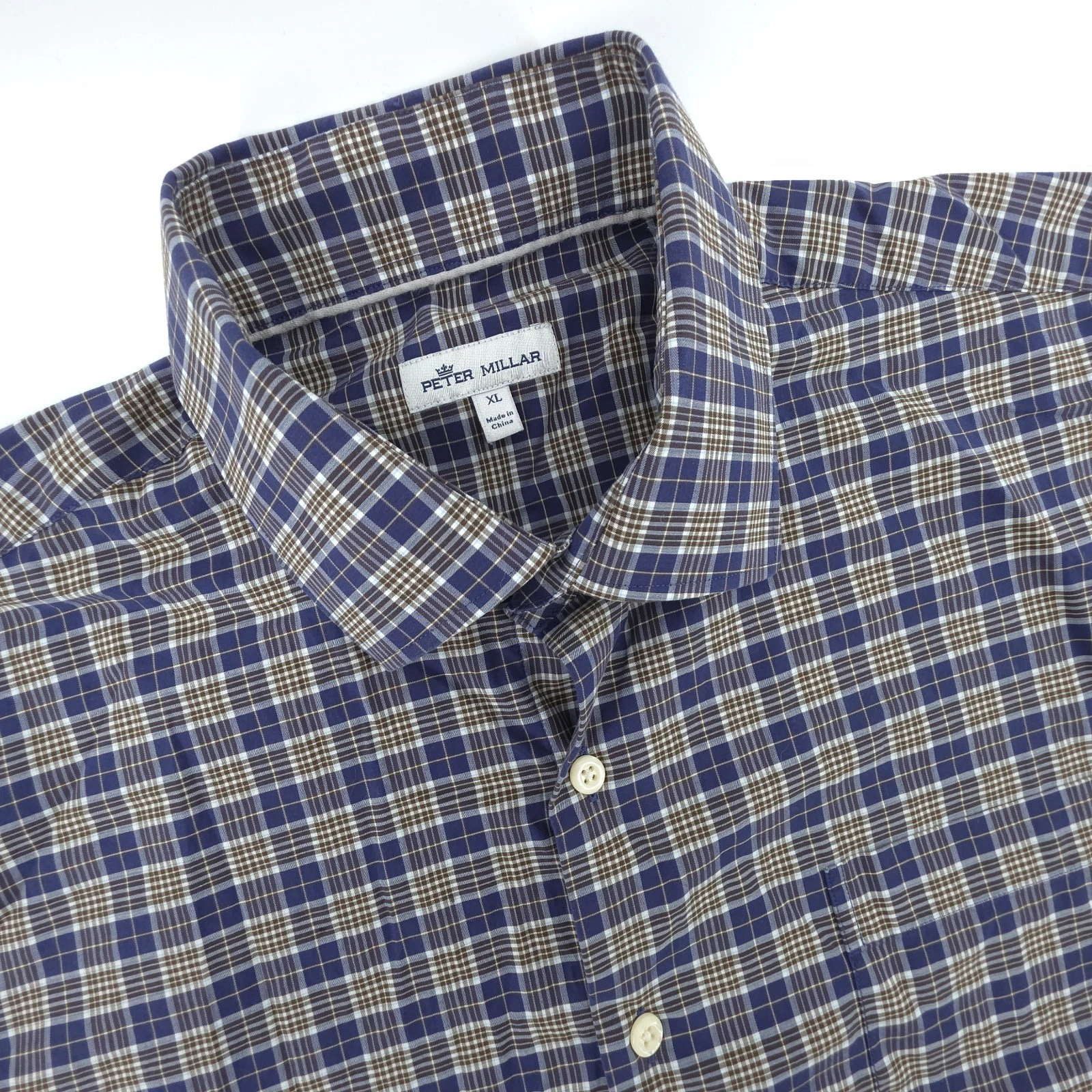 Peter Millar Shirt Mens XL Long Sleeve Multicolor Cotton Plaid Button Up
