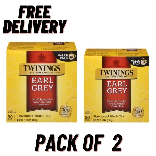 Bolsas de té negras Twinings Earl gris cítrico y bergamota, caja de 50 unidades, envío gratuito