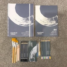 Künstler Basteln Konvolut Skizzenbuch Zeichenpapier Kunstbedarf Block Bleistifte gefärbt