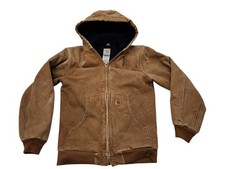 Carhartt YYJ130 BRN Canvas Quilted Lined Jacket Brown Youth Size XL 14/16 Barn