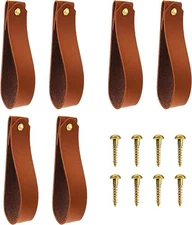 Vin Beauty 6 Pc Wall Hooks - Leather Wall Hanging Straps with Curtain Rod Holder