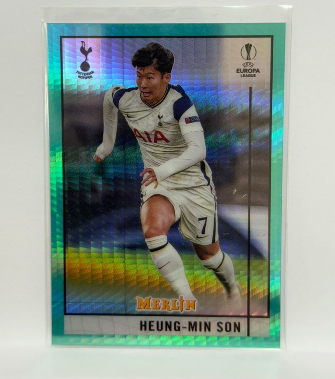 2020-21 Topps Merlin Chrome UEFA Heung-Min Son Aqua Prism Refractor #44 Hotspur