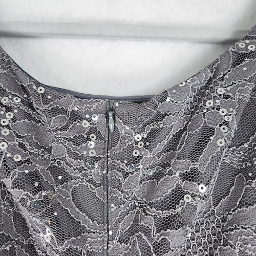Alex Evenings Dress Womens 4 Gray Floral Lace Sequin Evening Gown Formal Maxi - Picture 10 of 13