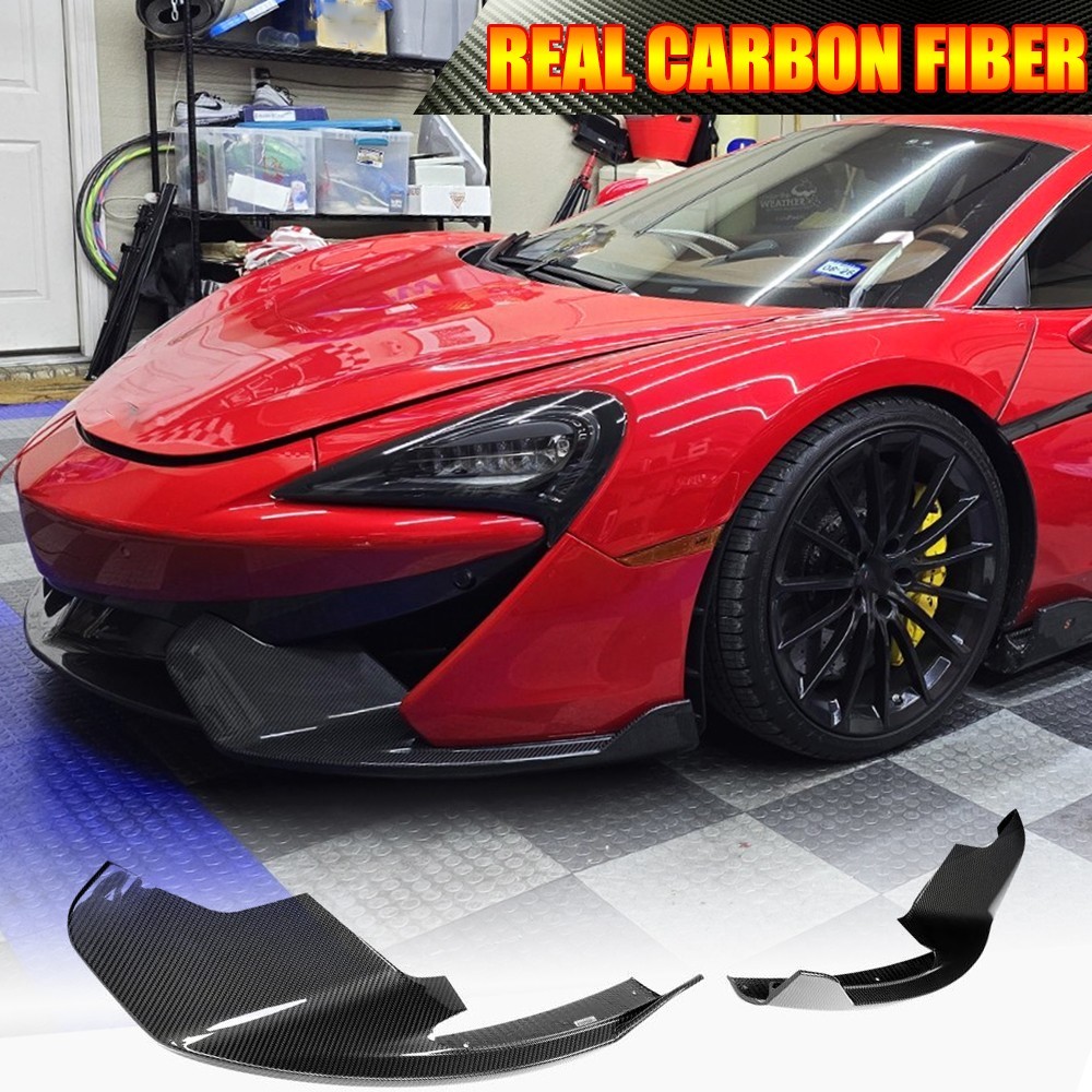 Fits McLaren 540 570S 570GT 2015-20 Dry Carbon Front Bumper Lip Splitter Canards