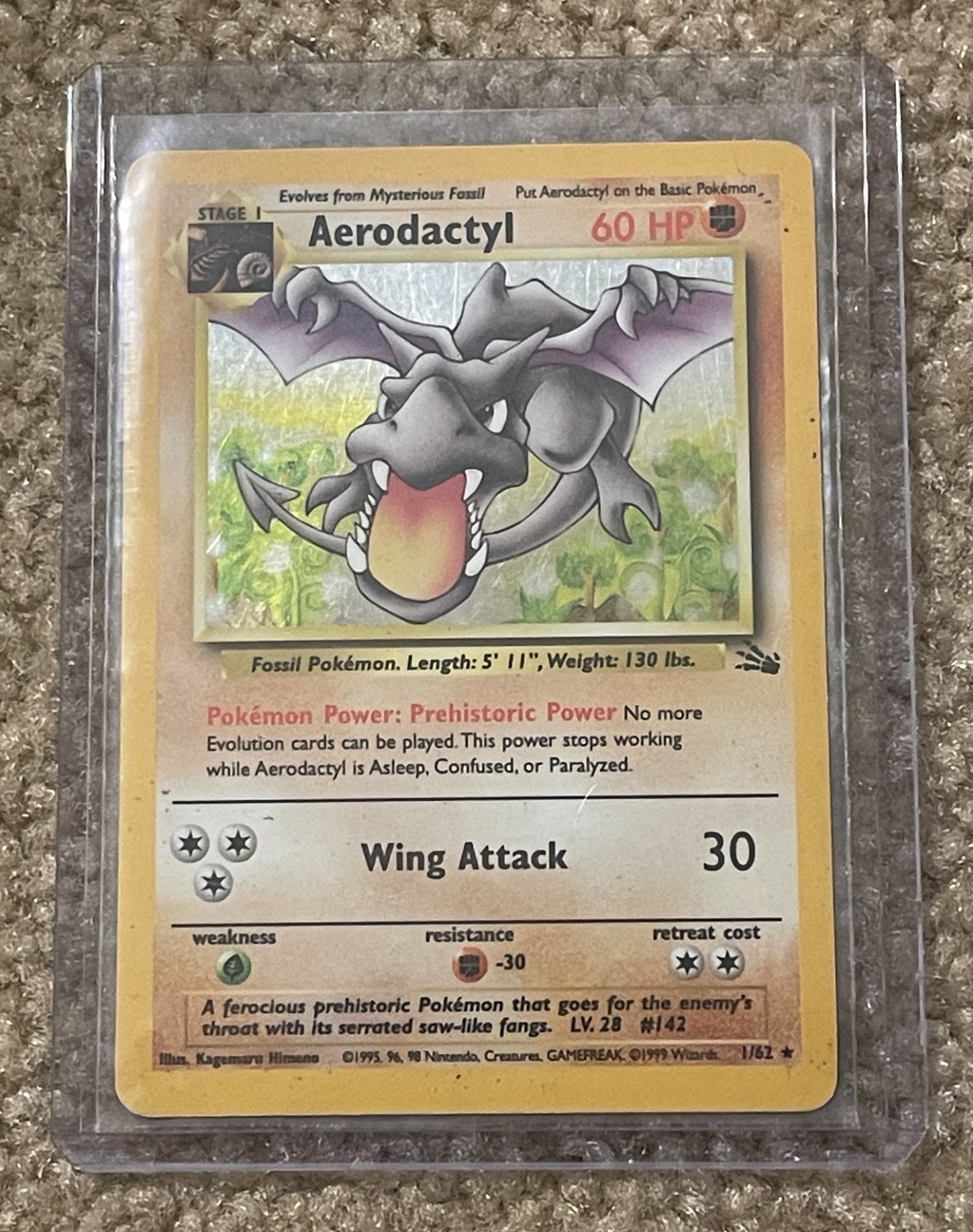 Aerodactyl 1/62 Fossil Holo Unlimited Lightly Played Pokemon TCG