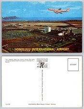 Vintage Honolulu International Airport Hawaii United Airlines DC-8 Jet Postcard