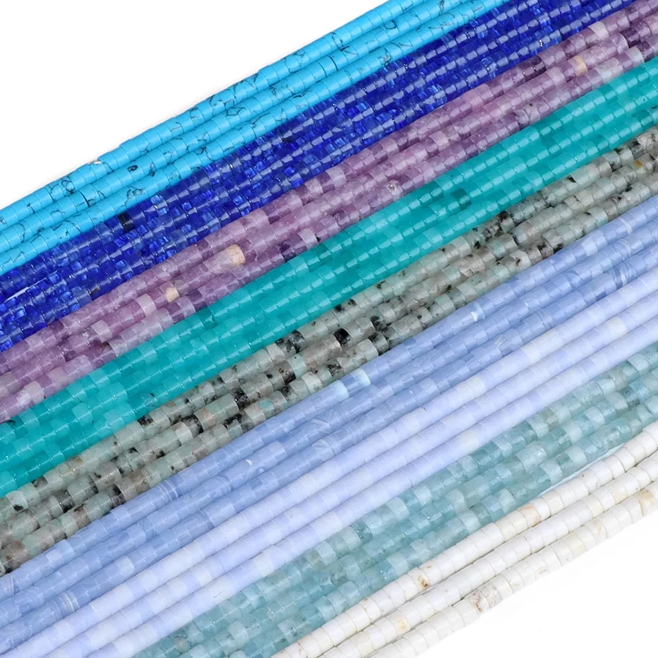 Cuentas de disco de cristal 4x2 mm pequeñas cuentas espaciadoras redondas planas azules para rondelle hágalo usted mismo joyería Foto 2 de 4