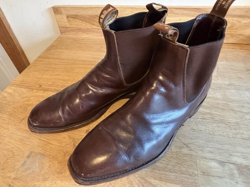RM Williams Craftsman Brown Leather Slip on Chelsea Ankle Boots Size G|US 10 - Picture 17 of 18