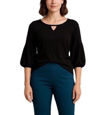 Kenneth Cole Reaction Black Sweater Size S Angora Cashmere Bubble Sleeve