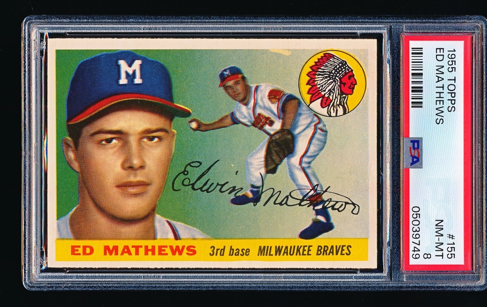 1955 Topps EDDIE MATHEWS #155 PSA 8