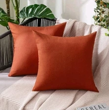 MIULEE Pack of 2 Decorative Outdoor Solid Waterproof Throw Pillow Covers Faux...
