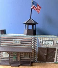 Vintage 1960s Marx Fort Apache playset tin litho toy HQ headquarters building